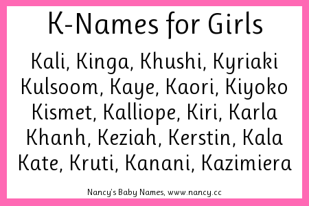 K-Names For Girls – Nancy'S Baby Names