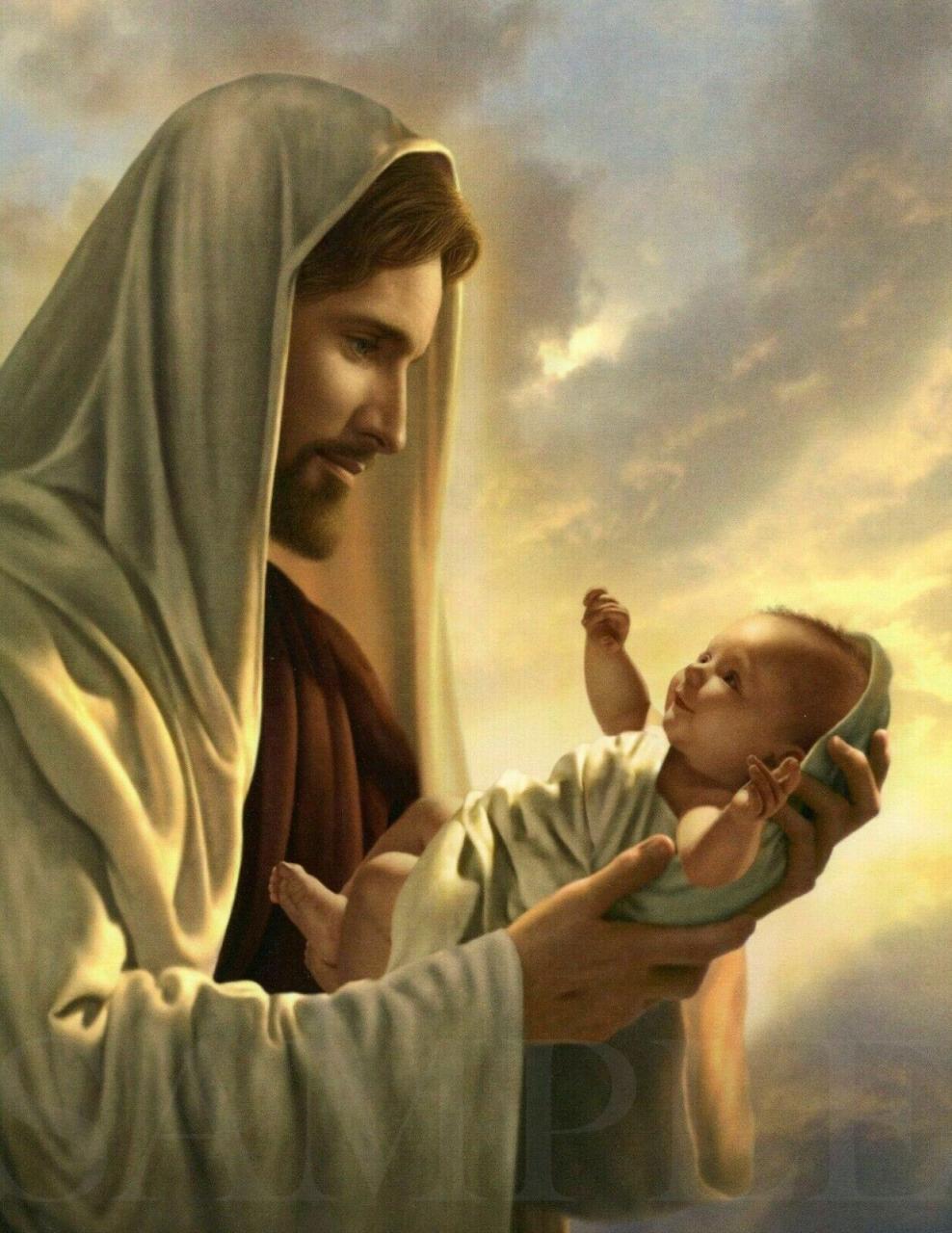 8.5X11 Jesus Christ Holding Baby Bible Picture New Fine Art Poster Print  God Art | Ebay